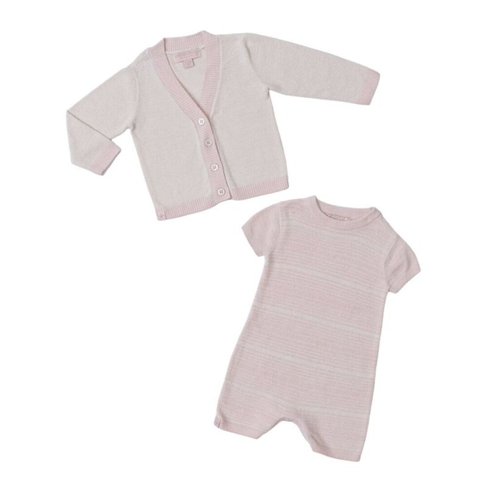 Barefoot Dreams  Heathered Stripe Onesie Set, Pink